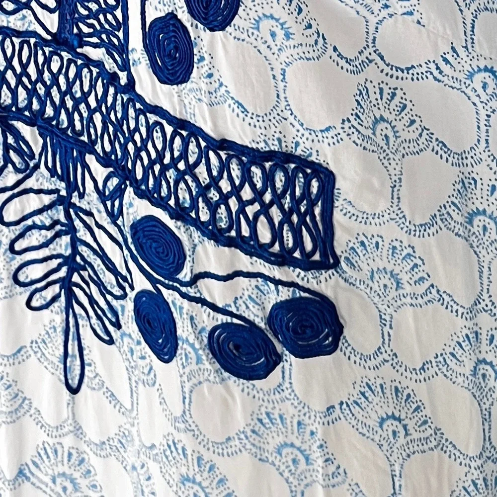 Roberta Roller Rabbit Blue Boho Long Sleeve Tunic Cover Up Dress XS - Picture 4 of 12